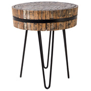 Tavolino da caffé in legno chiaro Teak in acciaio con gambe a forcella Tavolino in stile rustico