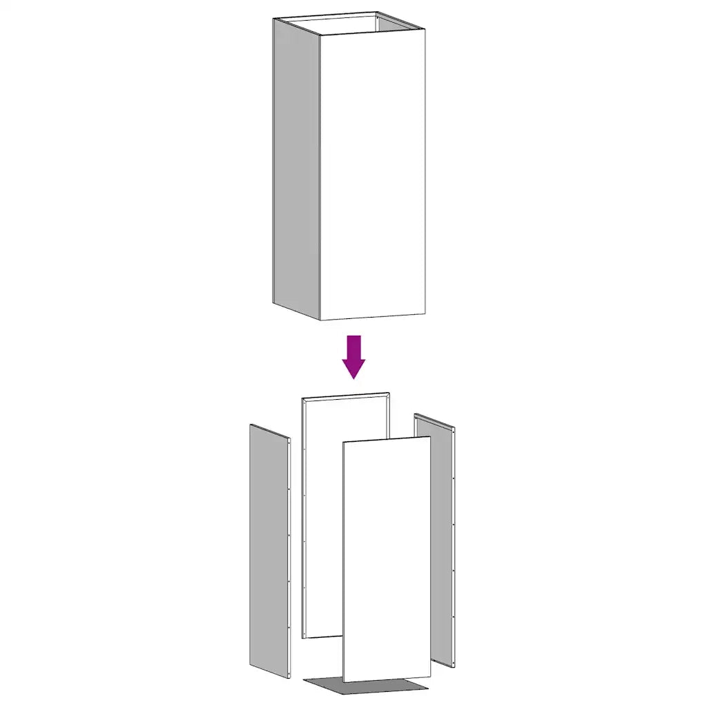 Fioriera-Vaso-Contenitore per Piante Argento 42x38x75 cm in Acciaio Zincato