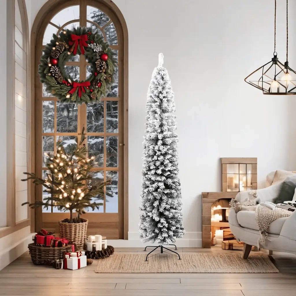 Albero di Natale | Decorazioni natalizie Artificiale con Neve Fioccata Verde 180 cm PVC