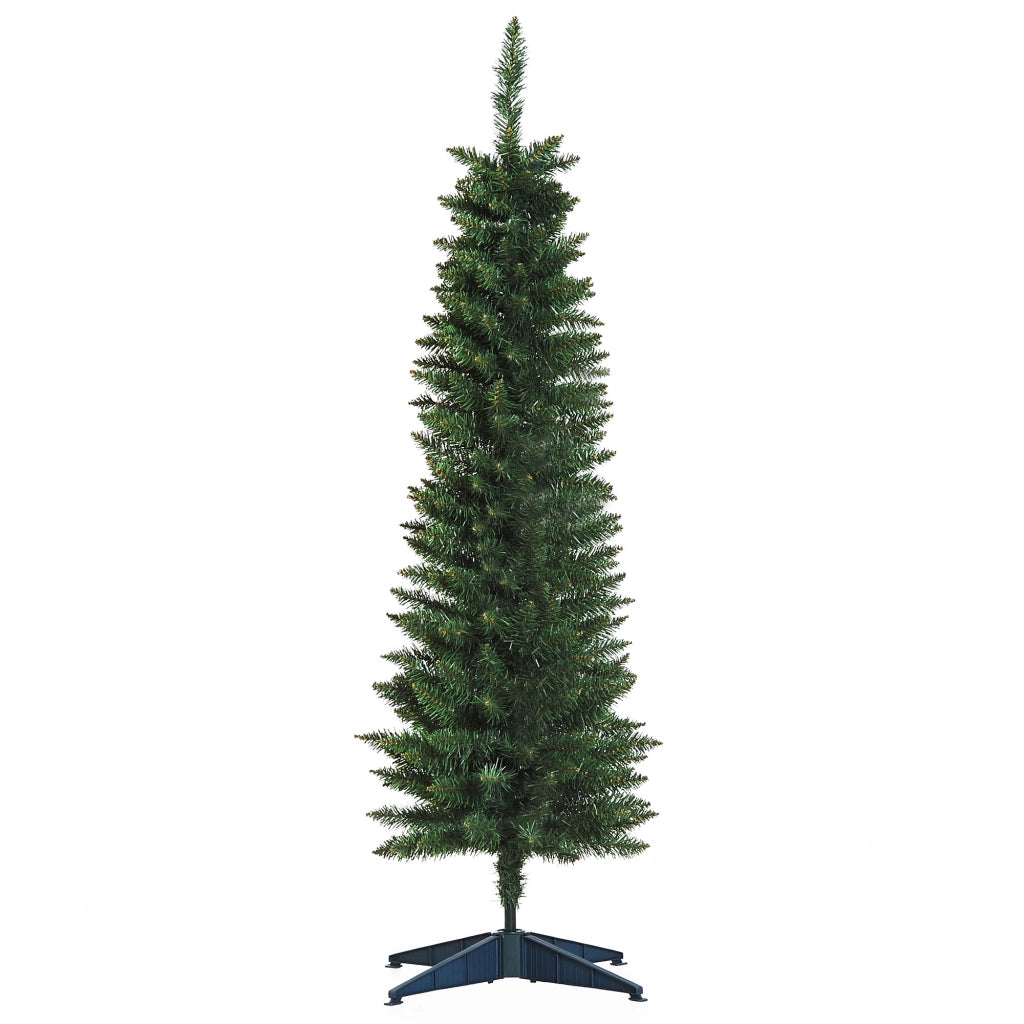 Albero di Natale Artificiale Stretto 150 cm con 294 Rami e Base Scomponibile Verde ¨C Minimal ¨C 150 cm
