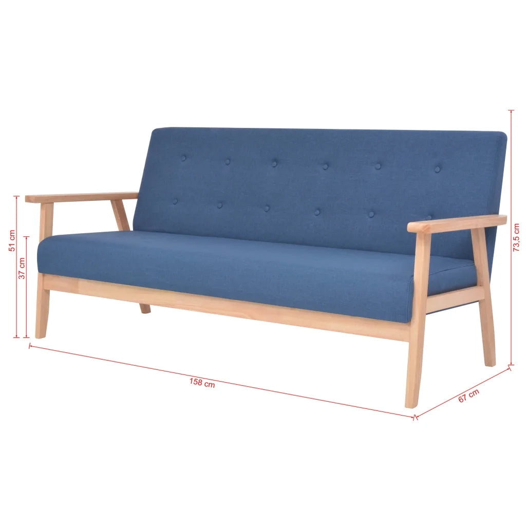 Divano a 3 Posti in Tessuto Blu 244656