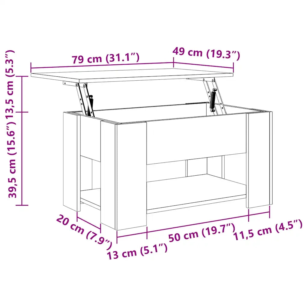 Tavolino da Salotto Grigio Cemento 79x49x41cm Legno Multistrato 809714