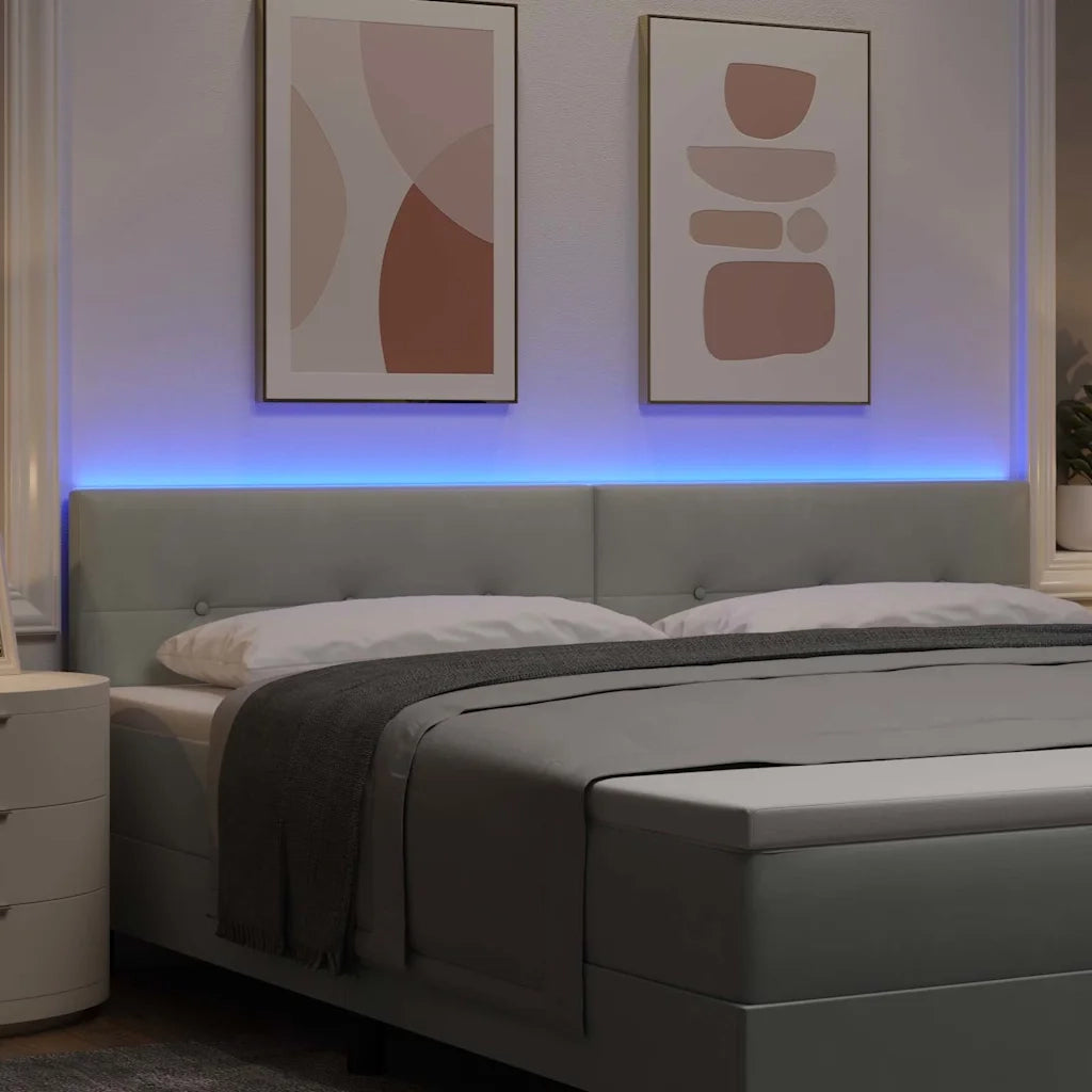 Testiera | Testata LED con strisce LED Grigio chiaro 200 cm Velluto