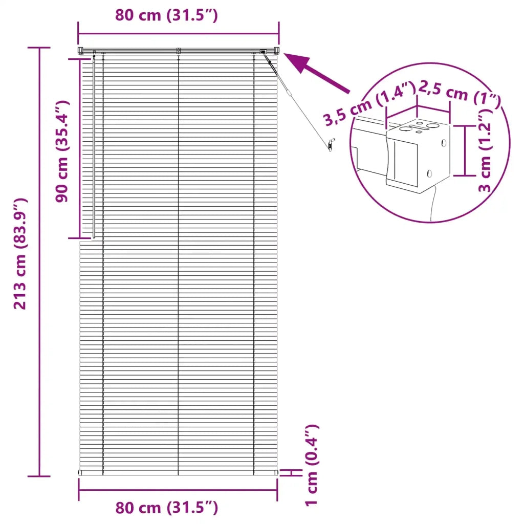 Tenda Veneziana Marrone Scuro con Motivo 213 x 80 cm PVC 42003801