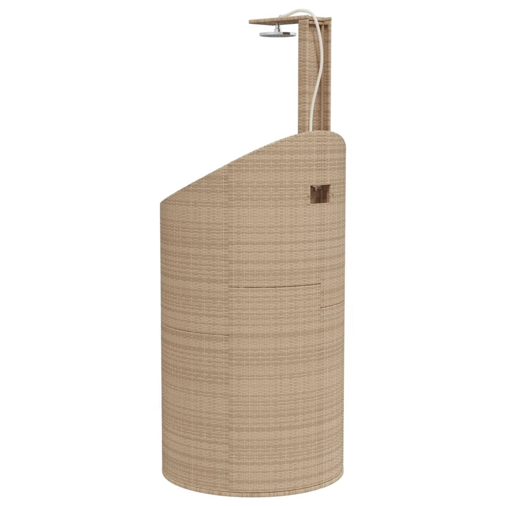 Box doccia da esterno beige 100 x 100 x 241,5 cm in polyrattan e legno di acacia colore beige 02_0042030