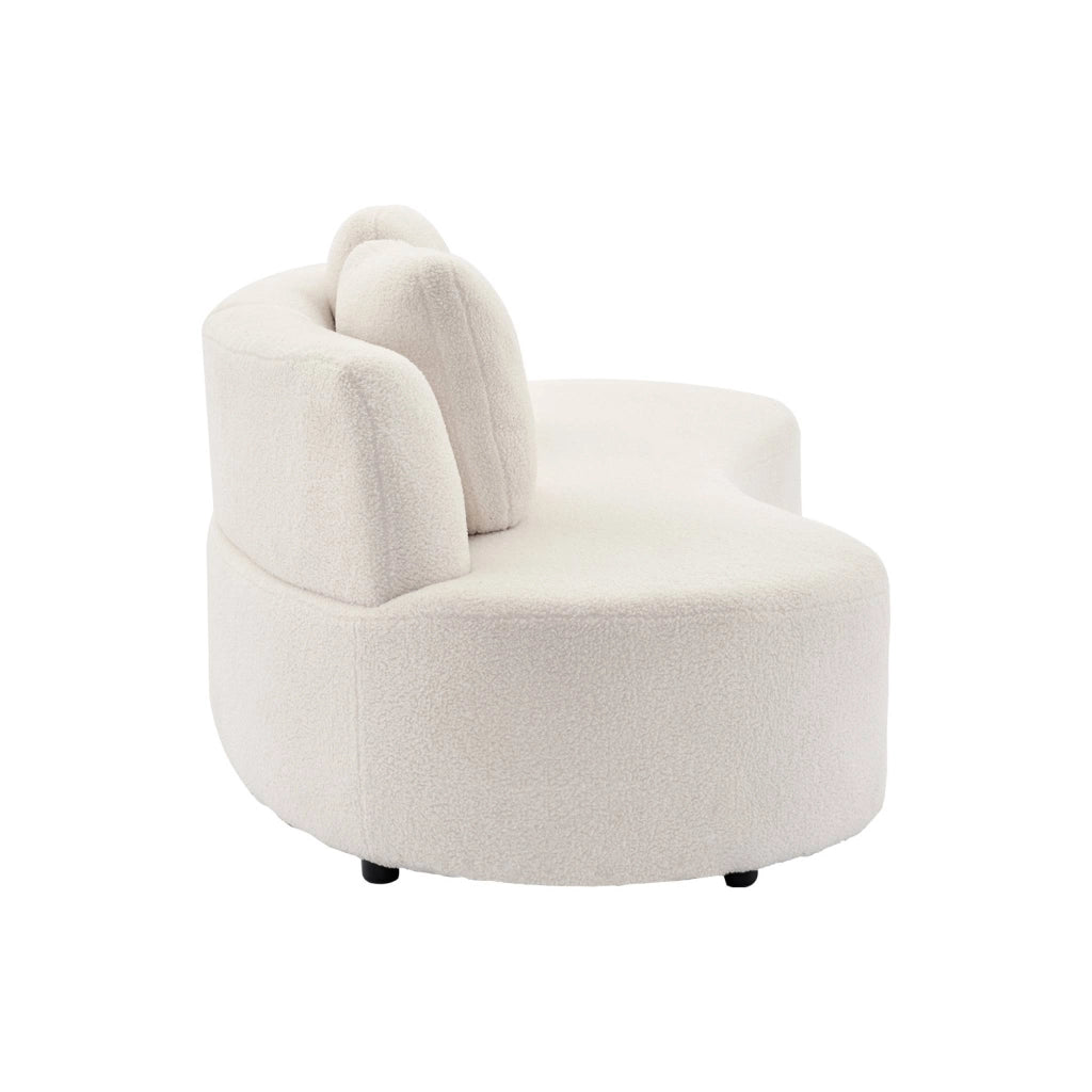 Divano virgola organico in bouclé, 3 posti, crema