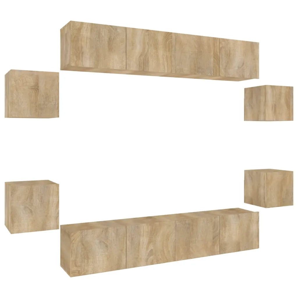 Set Mobili Porta TV 8pz-Set di 8 Credenza per TV Rovere Sonoma in Legno Multistrato 194151