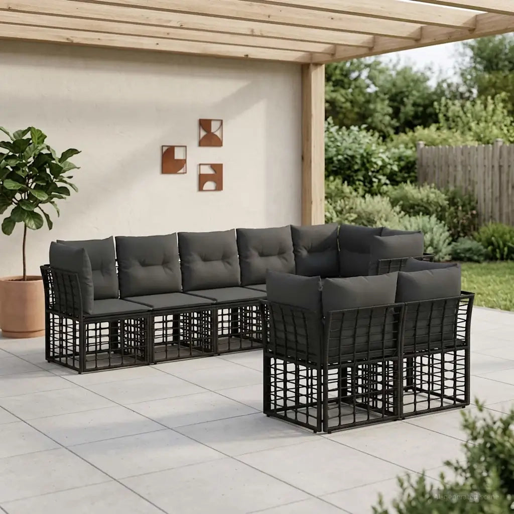 Set di divani da esterno Nero Poliestere 3437513
