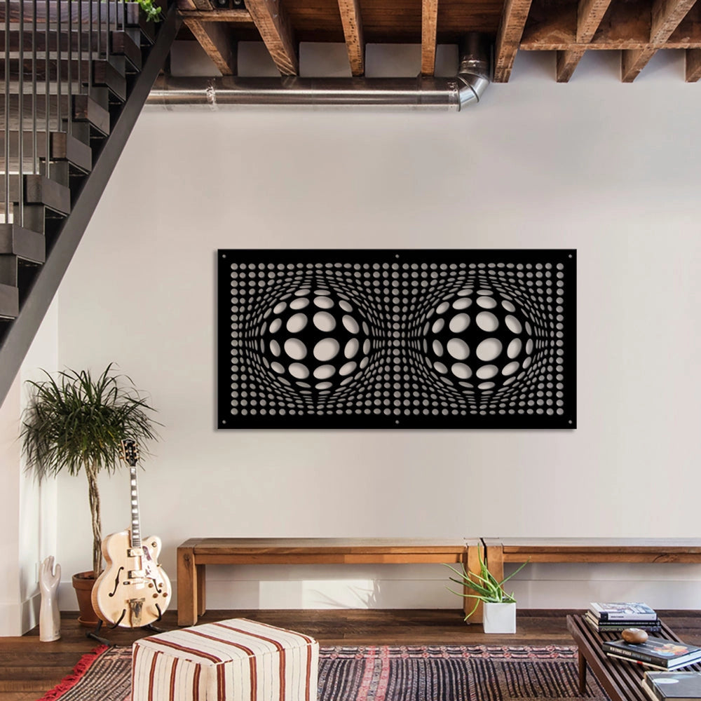 BALLS - Pannello in PVC traforato - Parasole Misura: 50x150 cm, Colore: nero