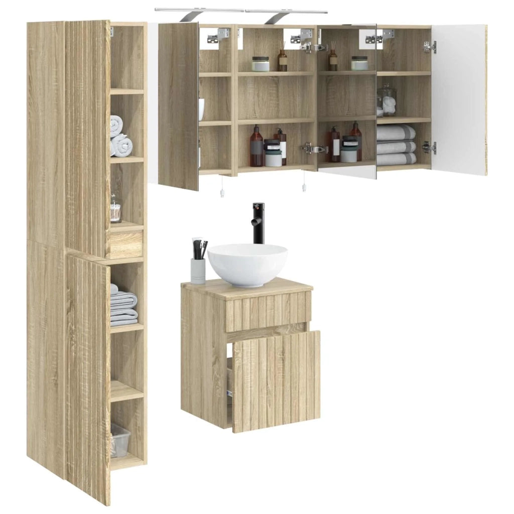 Set di Armadi da Bagno 5 pz Rovere Sonoma Legno ingegnerizzato 3407337