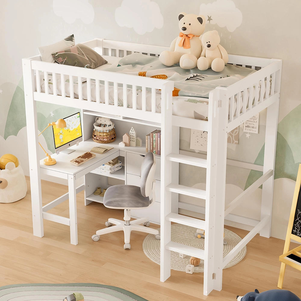 Letto a soppalco - Xylo - 90x200 cm 3 cassetti bianco