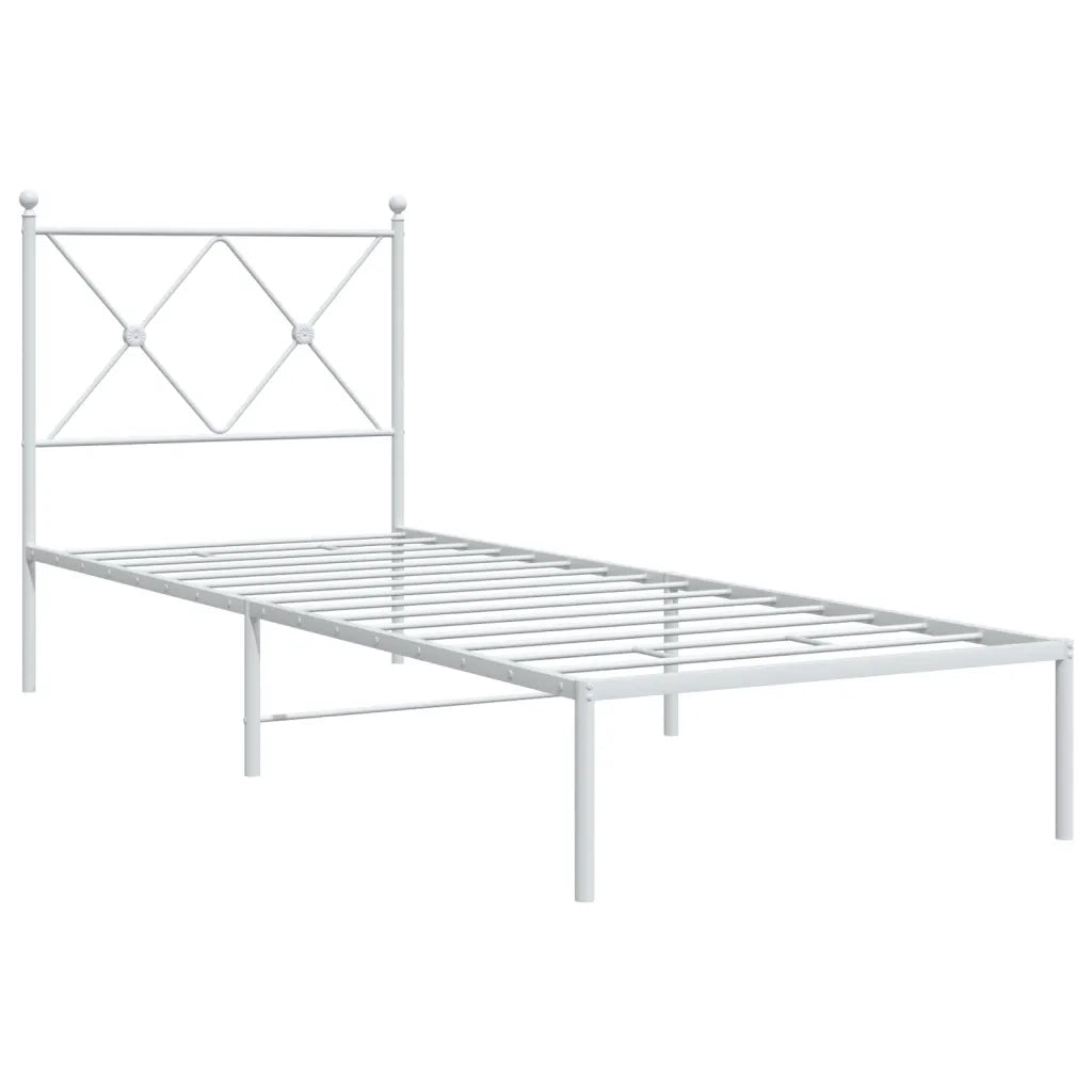 Letto singolo | Letto per adulti | Giroletto con Testiera Metallo Bianco 80x200 cm