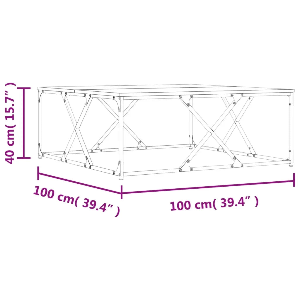 Tavolino da Salotto Rovere Fumo 100x100x40 cm Legno Multistrato 835366