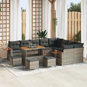 Set Divano da Giardino con cuscino 14 pcs Grigio polyrattan