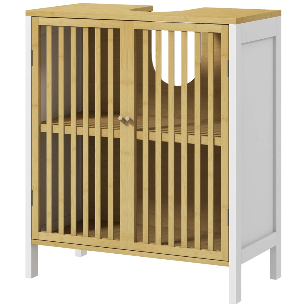 Mobile sottolavabo con ante e ripiano regolabile ¨C Xylo ¨C Bamb¨´ e MDF 60x30x70 cm