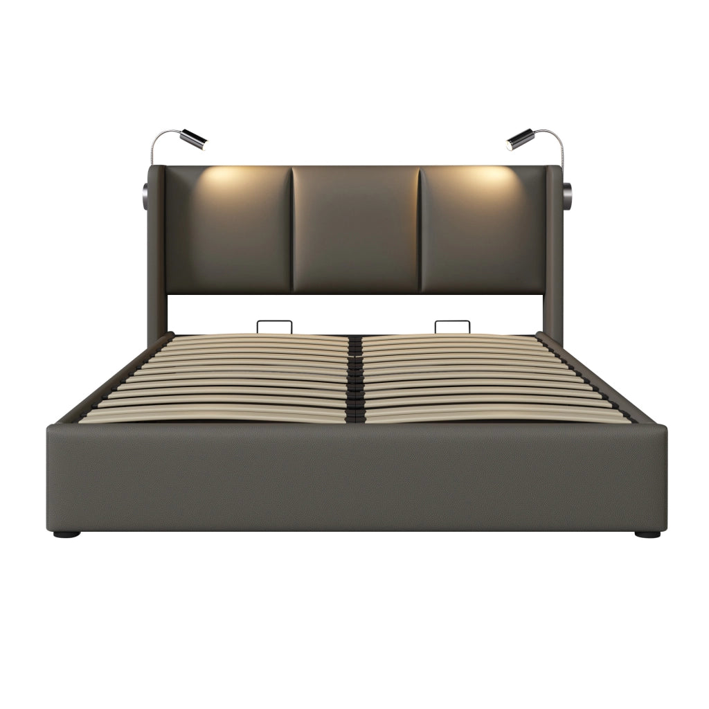 letto imbottito pu grigio 140x200 cm