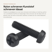 Viti in nylon - Ideali per macchinari - Nero - Viti a testa rotonda - M5x10mm - 50 pezzi - Adatti per diverse applicazioni