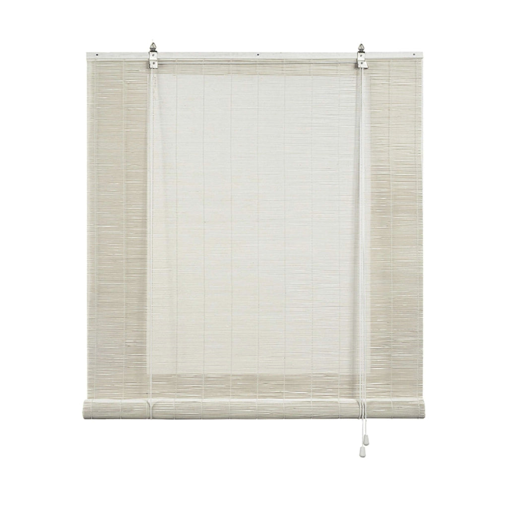 Tenda a rullo oscurante in bamboo naturale Bianco 120x175 cm