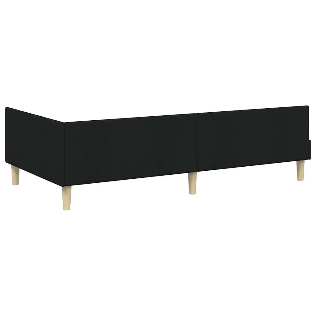 Letto singolo | Letto per adulti | Cornice del letto ad angolo Nero 90 x 200 cm Tessuto
