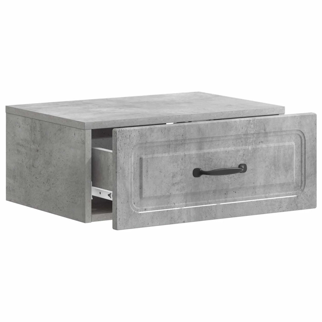 Mobiletto da notte a muro con cassetto 2 pcs Grigio Cemento 899302