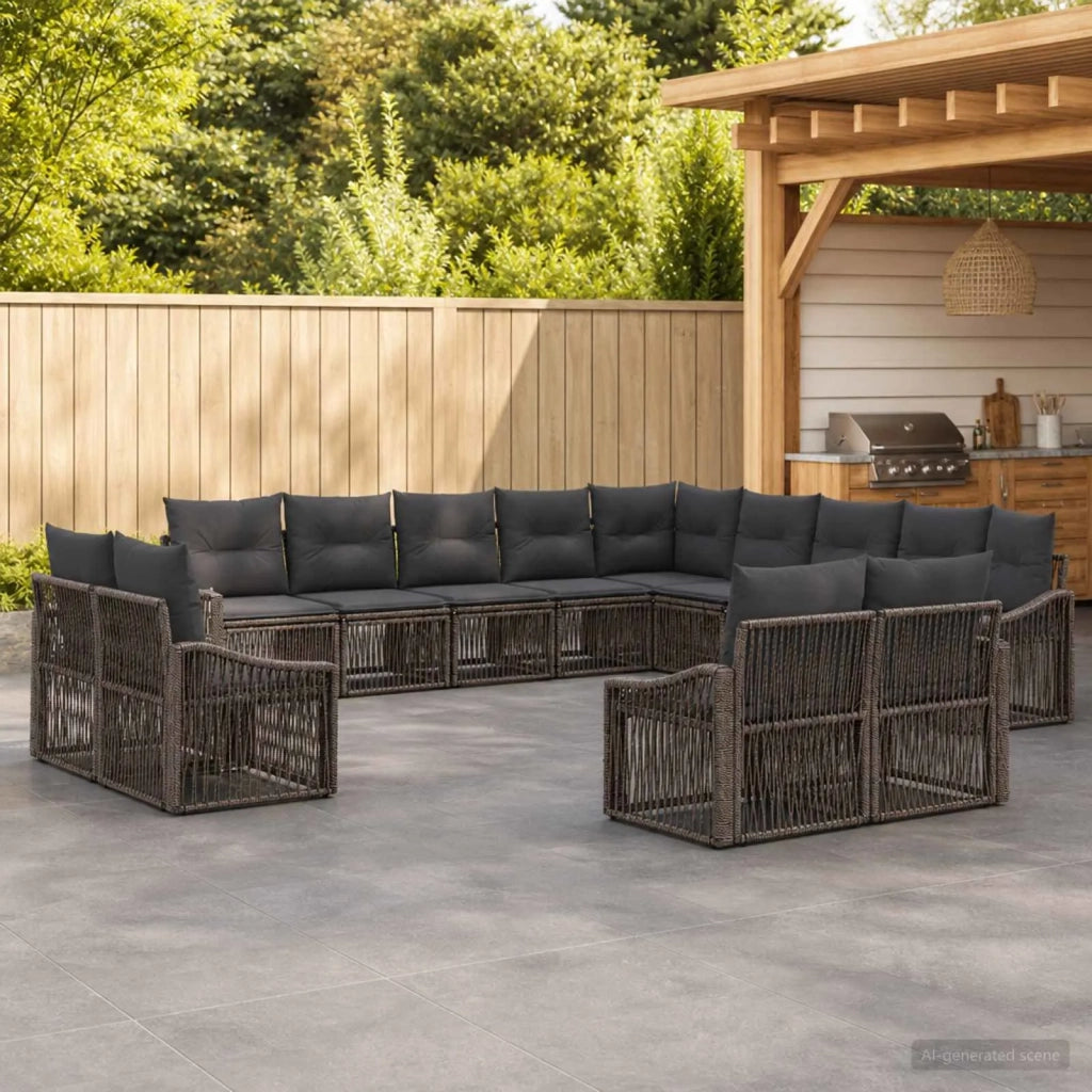Set Divano da Giardino 13 pz Grigio polyrattan 3436187