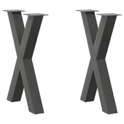 Set di 2 gambe per tavolo da pranzo a forma di X 50 x 72 cm con piedini regolabili stile moderno acciaio antracite 02_0057242