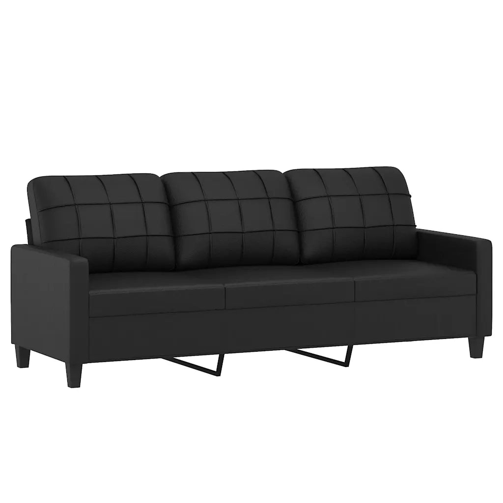 Divano a 3 Posti-Sofa 3 Posti Nero 180 cm in Similpelle 190061
