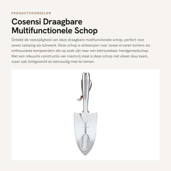 Tuingereedschap Multifunzionale Portatile - Acciaio Inossidabile - Dimensioni 28,5 x 8,2 cm - Robusto e Resistente all'Usura - Zappa