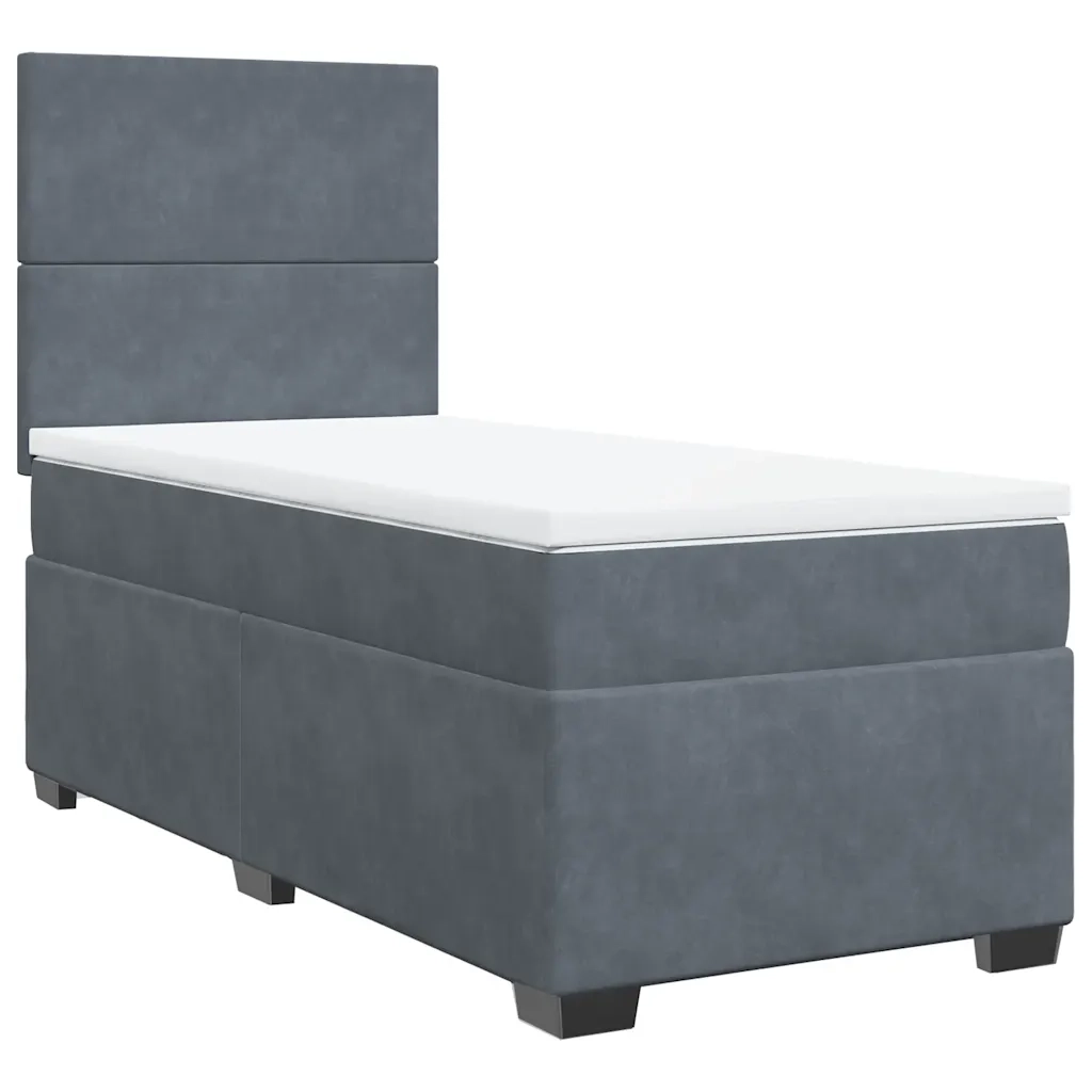 Giroletto a Molle con Materasso Grigio Scuro 90x200 cm Velluto 3293105
