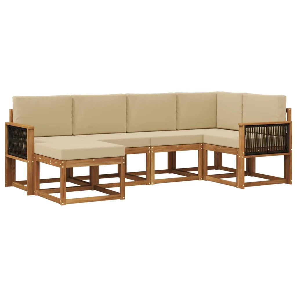 Set di divani da esterno 6 pz Naturale e Beige 3385354