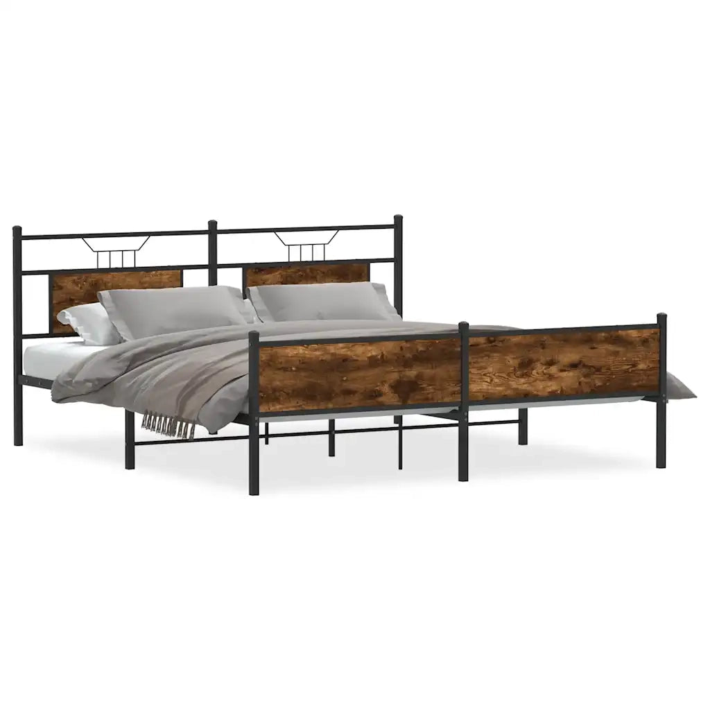 Giroletto senza Materasso in Metallo-Struttura Letto Rovere Fumo 160x200 cm 557443