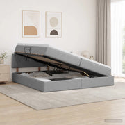 Letto con contenitore e materasso Grigio Chiaro 200 x 200 cm 3458643