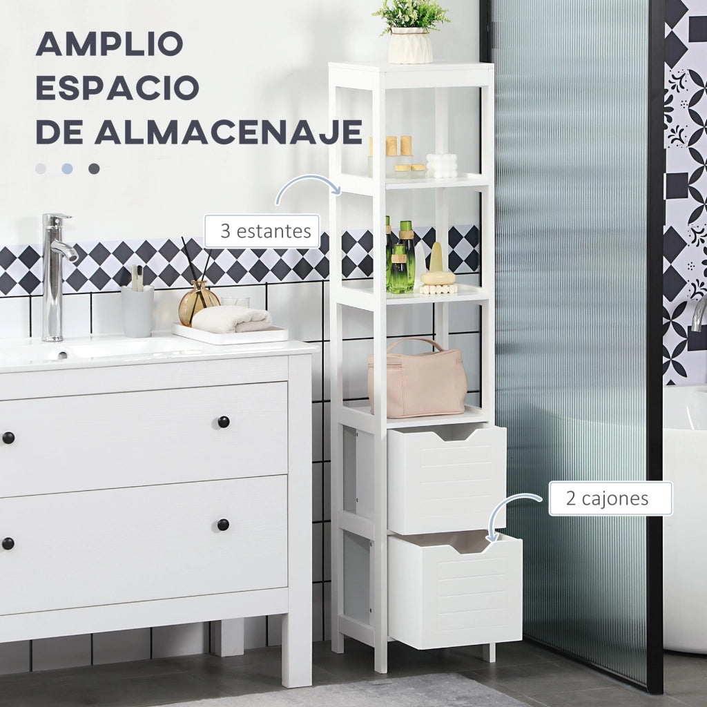 Cassettiera con ripiani aperti e cassetti ¨C Minimal ¨C 30x30x144 cm Bianco