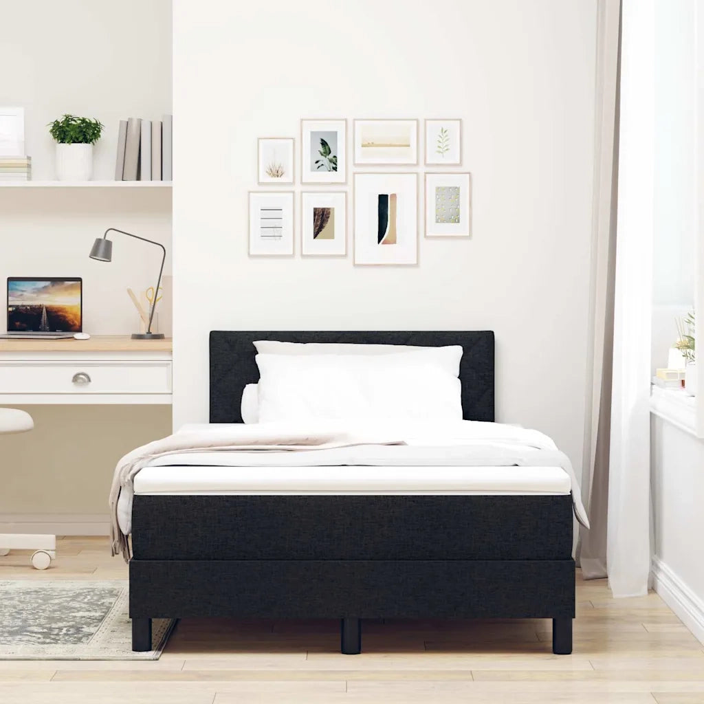 Letto a molle con materasso con led Nero 120 x 200 cm Tessuto