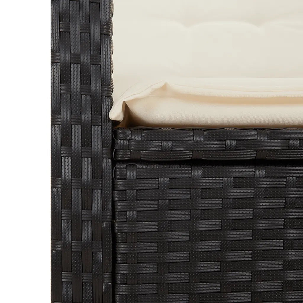 Panca Reclinabile da Giardino con Cuscini-Sgabello-Sedia da esterno Nera in Polyrattan 578210