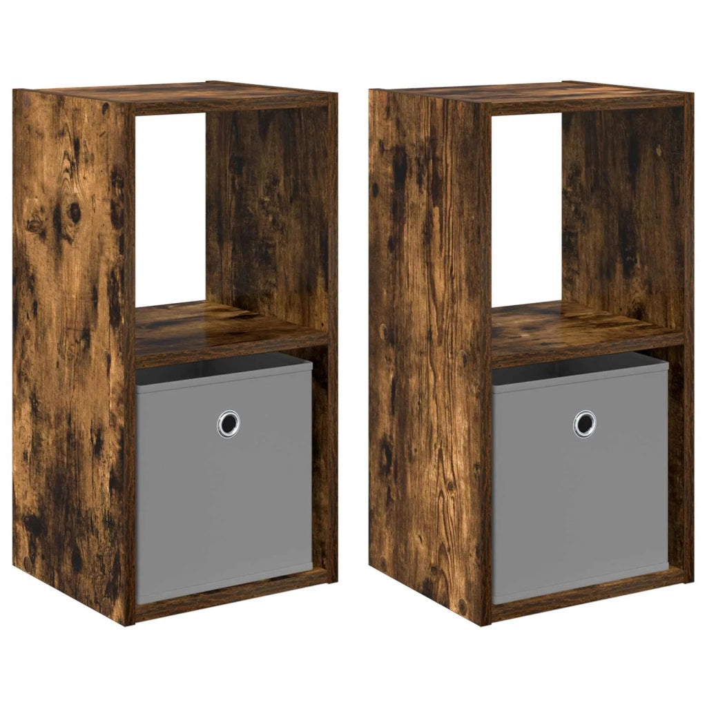 Comodino con cassetto 2 pcs Rovere fumé 30,5 x 27 x 59,5 cm 8000621