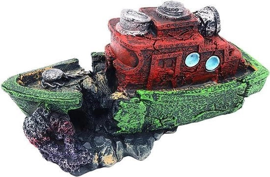 Simulazione di naufragio per acquario - decorazione per acquario - nave pirata con gamberi - vis ornamento - adatto a - decorazione - acquario A.