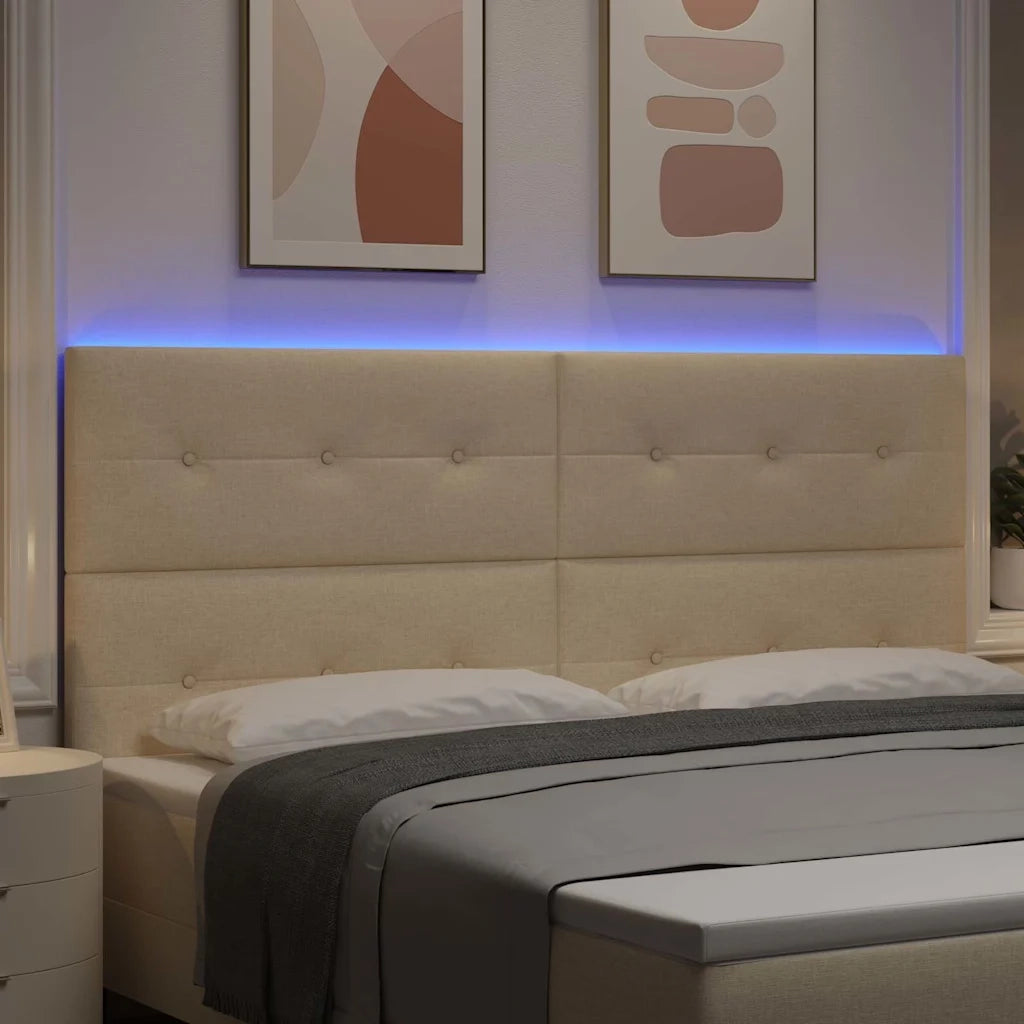 Testiera LED con strisce LED con testiera Crema 200 cm Tessuto 3338467