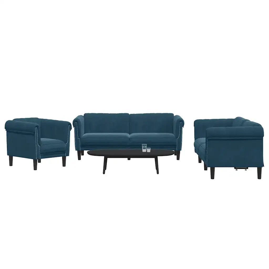 Set di Divani 3 pz Blu in Velluto 3209217