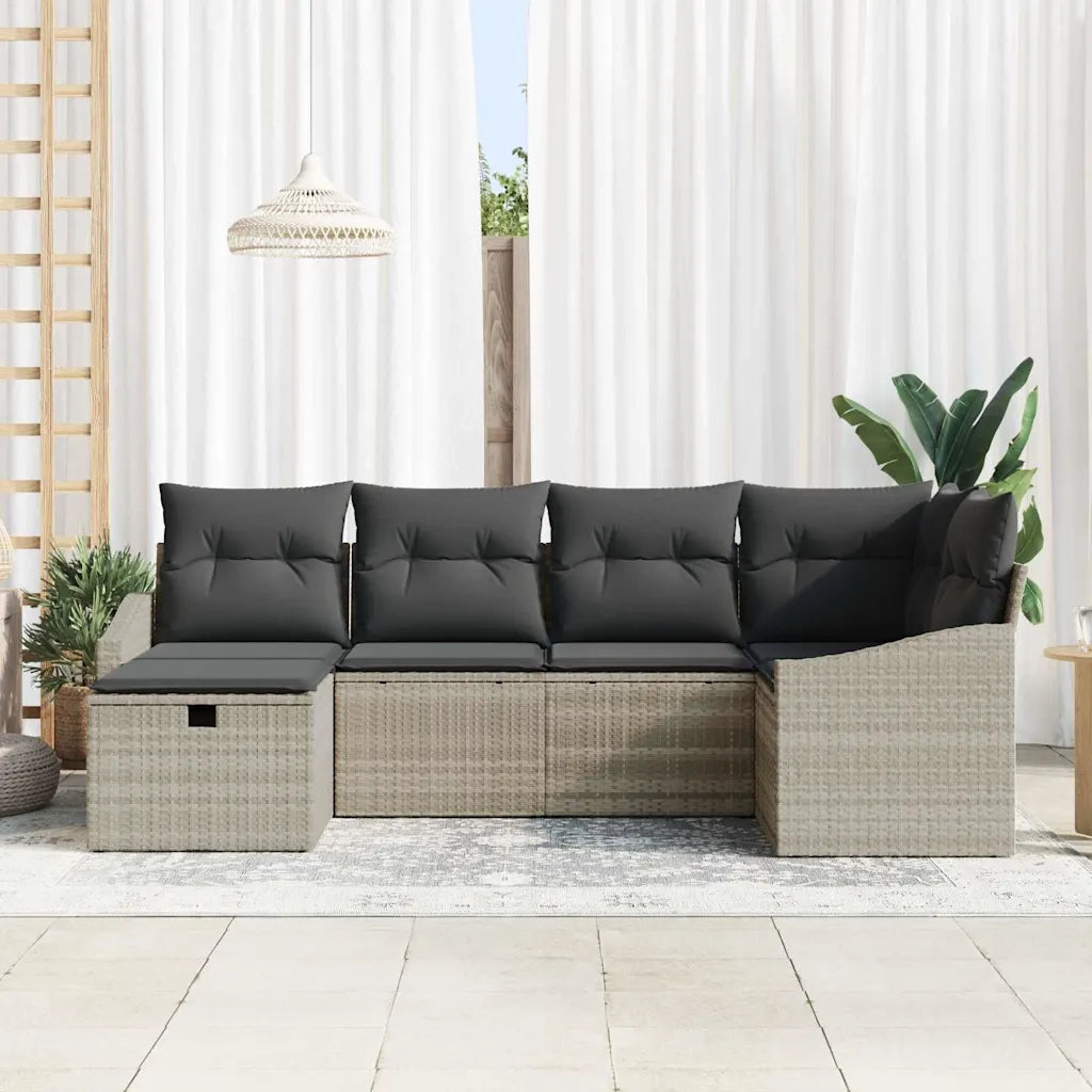 Set di divani 6 pcs Grigio chiaro e grigio polyrattan