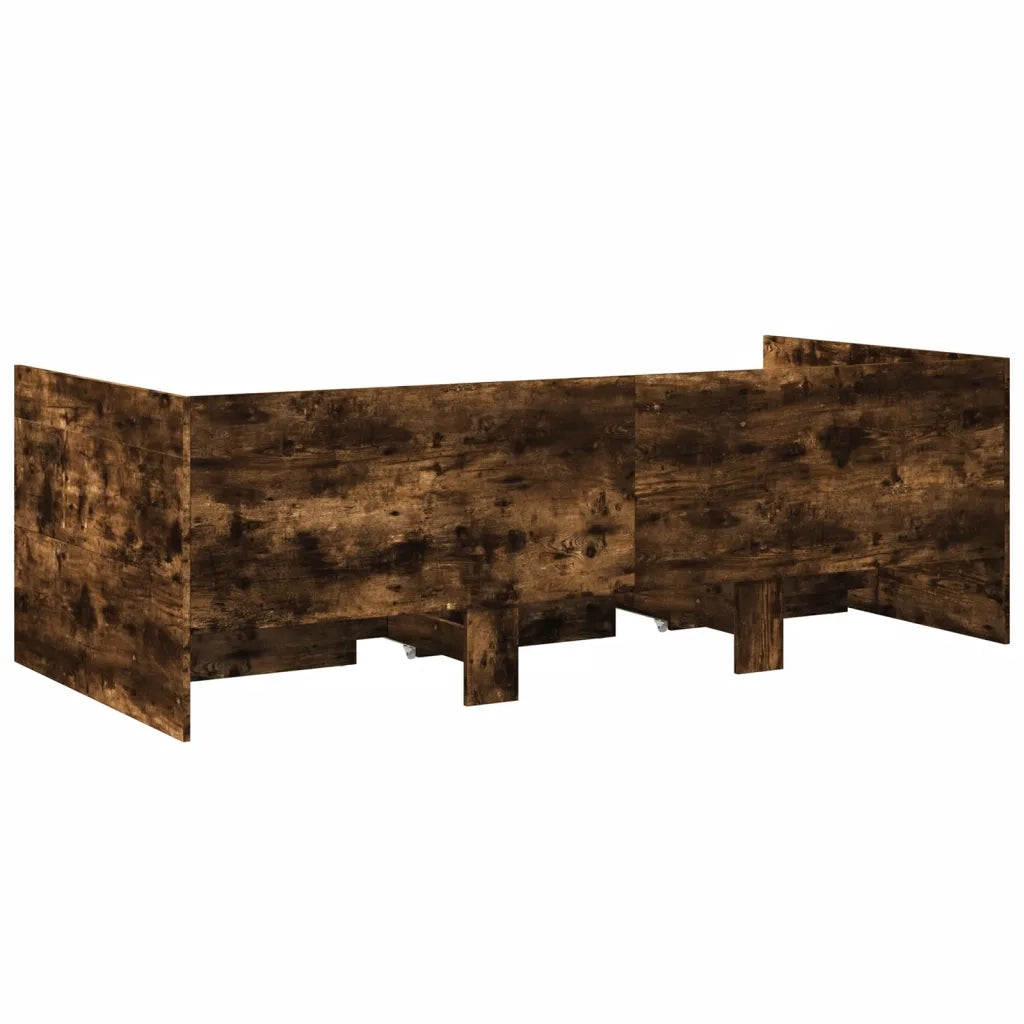 Divano Letto con Cassetti senza Materasso Rovere Fumo 100x200cm 3280815