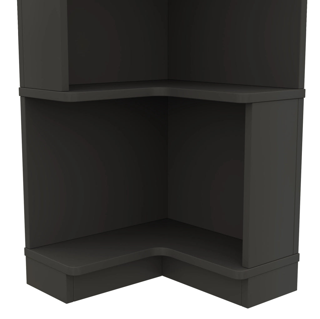 Libreria angolare 63.5x45x175 cm con luci LED a colore variabile; 5 ripiani in MDF nero
