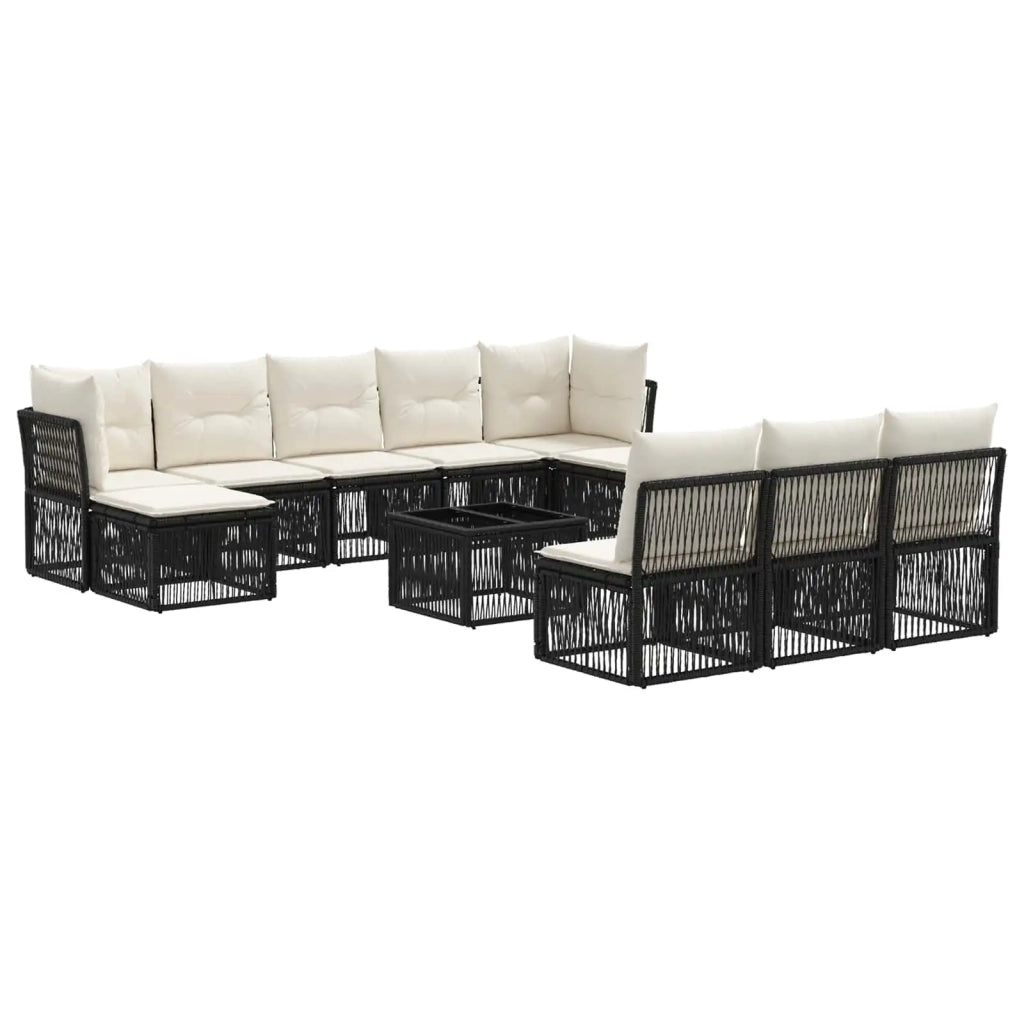 Set Divano da Giardino 11 pcs Nero polyrattan 3434359