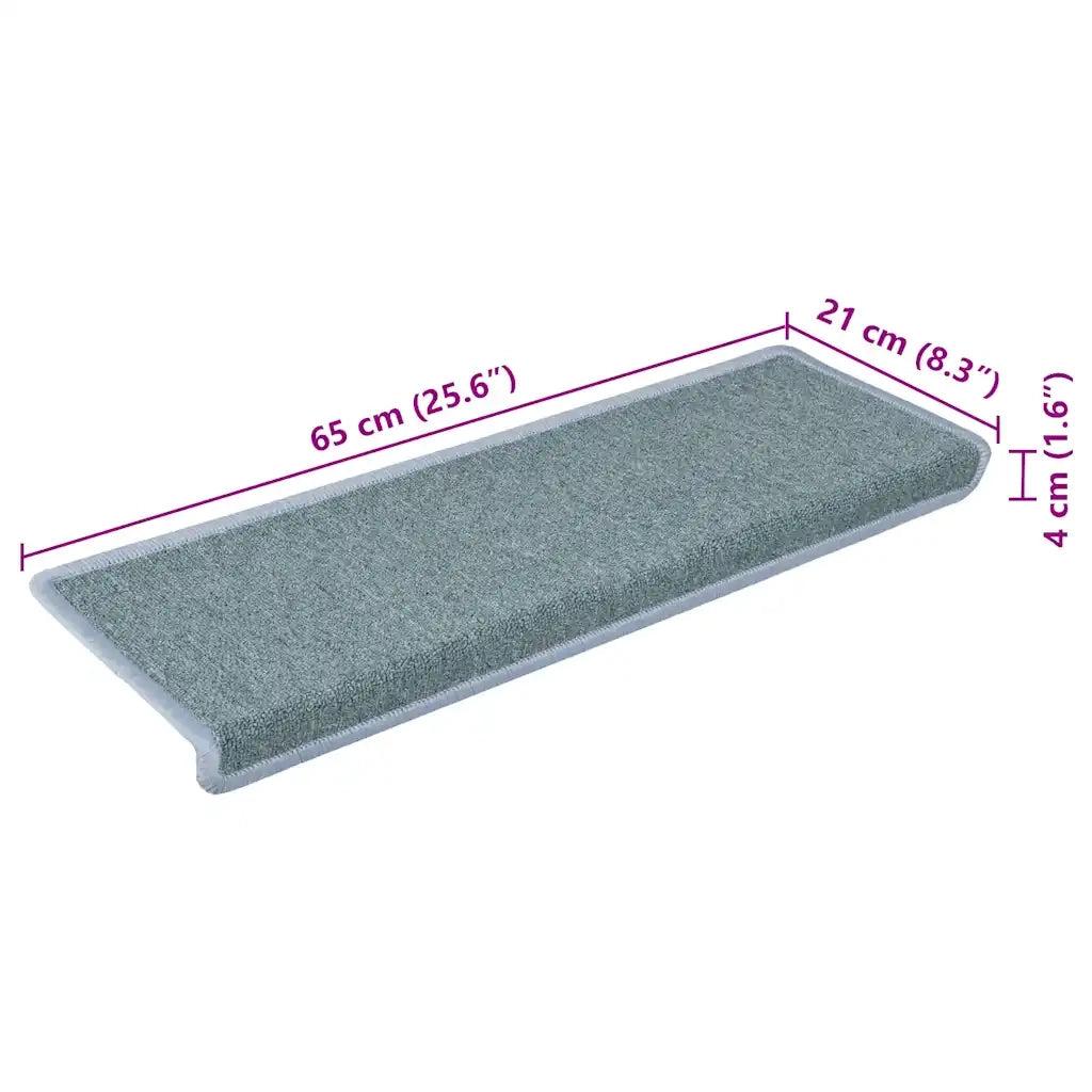 Tappetini per scale 15 pz | Gradini per Scale 65x21x4 cm Blu mare con bordo rettangolare