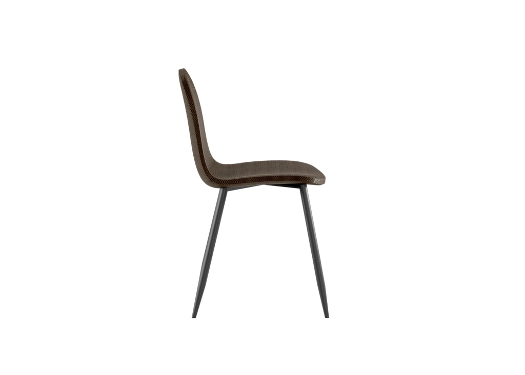 Sedia Martina in similrattan marrone con struttura in metallo grigio scuro - Design ergonomico per sala da pranzo 38x43x86,5 cm