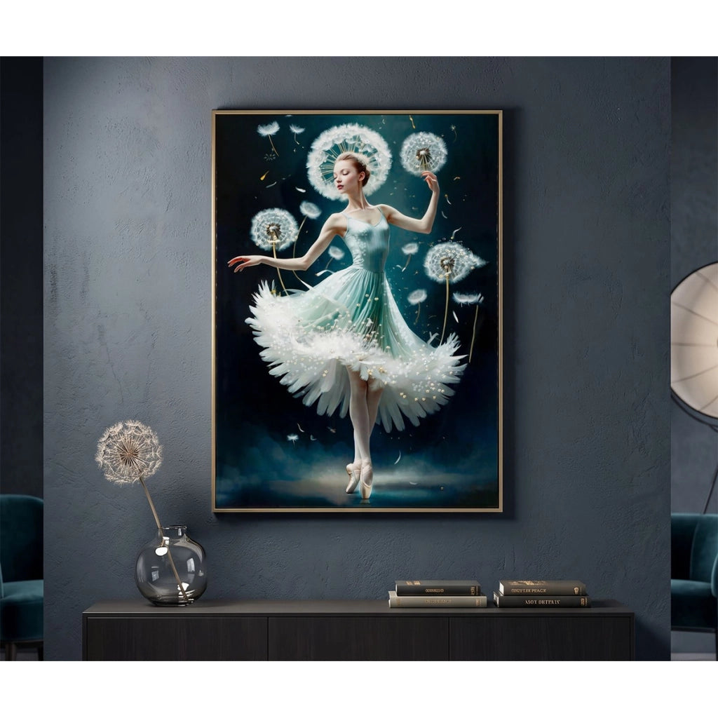 Dipinto su tela Dancing B ballerina con tarassachi, 72x102 cm