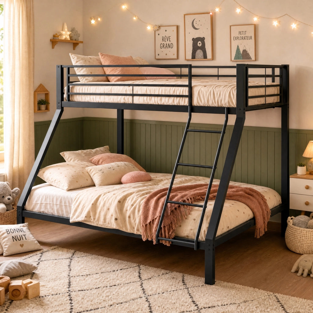letto a castello metallo nero 146 x 204.5 cm