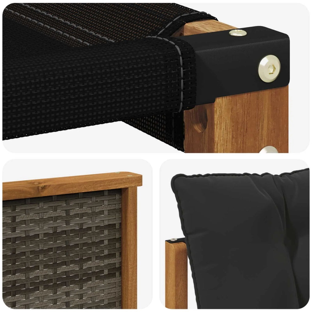 Set di divani da esterno con cuscino 7 pcs Naturale e Nero 3382092