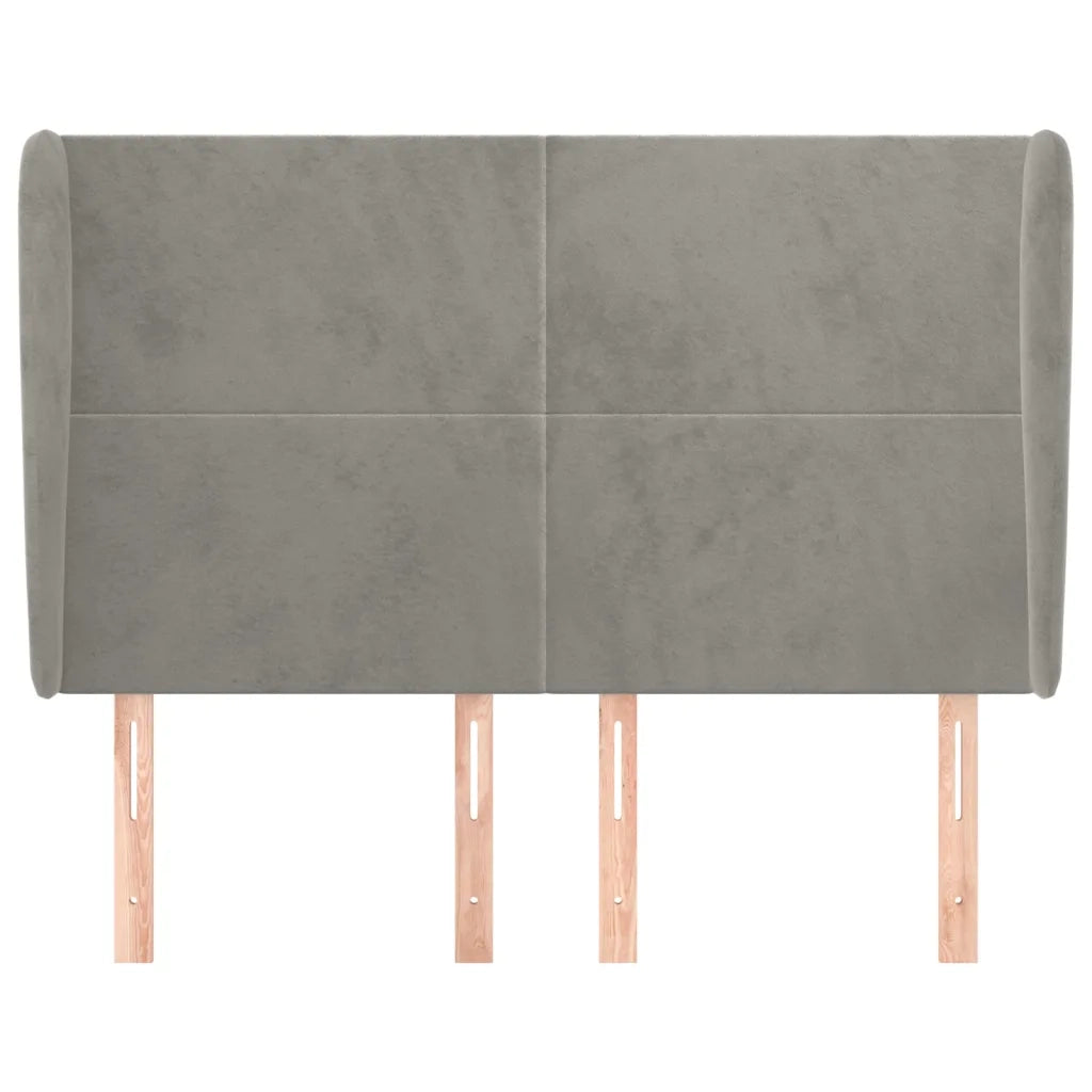 Testiera ad Orecchio-Testata con Orecchie Grigio Chiaro 147x23x118/128 cm in Velluto 233159
