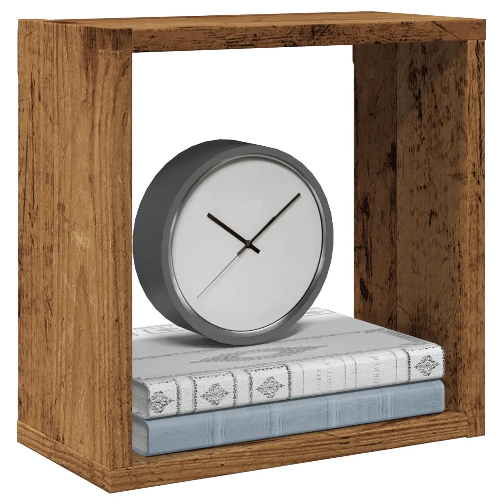 Mensole Parete a Cubo 4 pz Legno Vecchio 30x15x30 cm Truciolato 856577